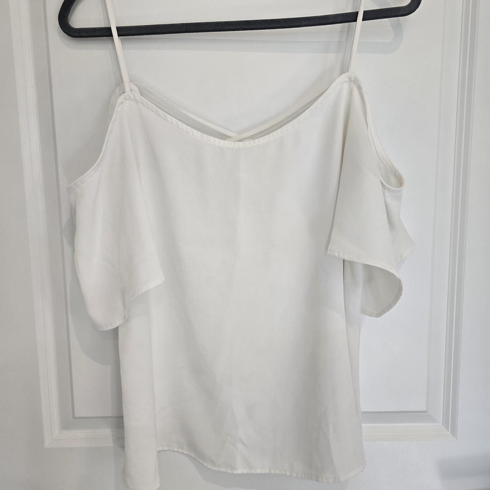 Strappy White Women's Top‎ Medium Flirty Off Shoulder